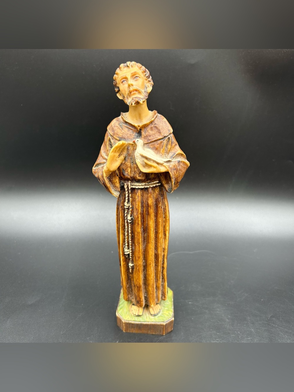 Vintage Roman Italy Saint Francis of Assisi Statue Dove Catholic Figure 8”